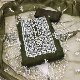 Blissta Floral Embroidered Organza Unstitched Dress Material-picture-31