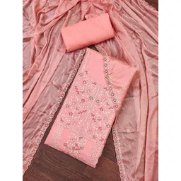 Blissta Floral Embroidered Sequinned Cotton Silk Unstitched Dress Material-picture-28