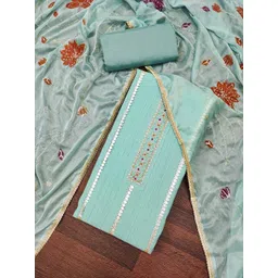 Blissta Floral Embroidered Sequinned Roman Cotton Unstitched Dress Material-picture-31