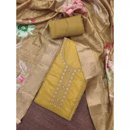 Blissta Floral Embroidered Thread Work Organza Unstitched Dress Material-picture-37