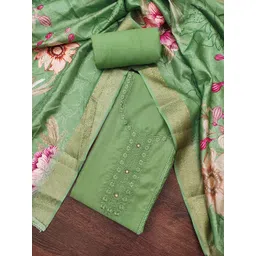 Blissta Floral Embroidered Thread Work Organza Unstitched Dress Material-picture-28