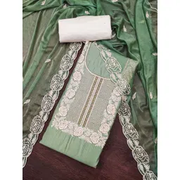 Blissta Floral Embroidered Thread Work Unstitched Dress Material-picture-10