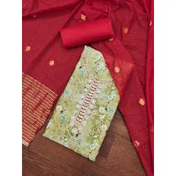 Blissta Floral Printed Beads & Stones Banarasi Cotton Unstitched Dress Material-picture-39