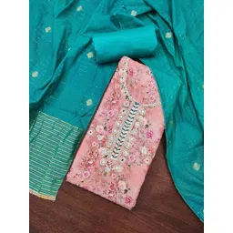 Blissta Floral Printed Beads And Stones Unstitched Dress Material-picture-38