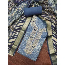 Blissta Floral Printed Beads And Stones Unstitched Dress Material-picture-32