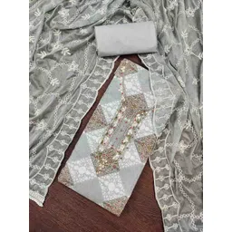 Blissta Geometric Printed Beads & Stones Cambric Cotton Unstitched Dress Material-picture-34