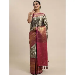 Blissta Green & Pink Woven Saree With Unstitched Blouse-picture-35