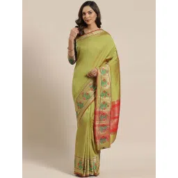 Blissta Green Woven Saree With Unstitched Blouse-picture-35