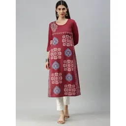Blissta Maroon Printed Straight Kurta-picture-18