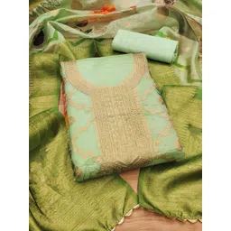 Blissta Organza Floral Zari Unstitched Dress Material-picture-22