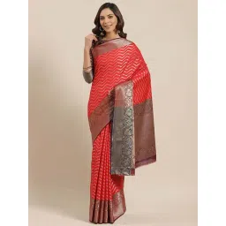 Blissta Red Woven Saree With Unstitched Blouse-picture-41