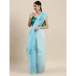 Blissta Sky Blue Floral Print Saree With Unstitched Blouse-picture-39