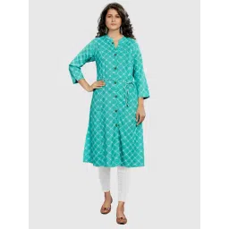 Blissta Turquoise Printed A Line Kurta-picture-29