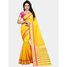 Blissta Yellow Cotton Silk Woven Saree With Unstitched Blouse-picture-37