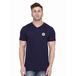 Blisstone Men Solid Self Design V-Neck Slim Fit Cotton T-shirt-picture-34