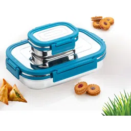blluex Stainless Steel Leak Proof, Airtight Lunch Box/Tiffin Box for Office, School, 2 Containers Lunch Box-picture-10