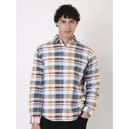 Blnk Men Relaxed Fit Checked Spread Collar Cotton Casual Shirt-image-18