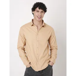 Blnk Men Relaxed Fit Solid Spread Collar Cotton Casual Shirt-image-23