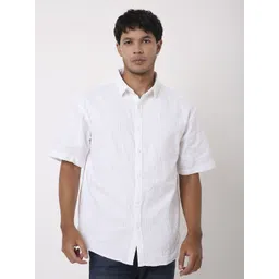 Blnk Men Relaxed Fit Textured Spread Collar Cotton Casual Shirt-image-44