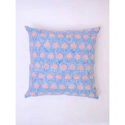 Block N Style Turquoise Blue And Pink Floral Printed Cotton Square Cushion Cover-image-22