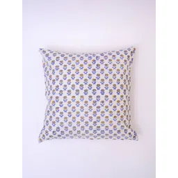 Block N Style White And Blue Floral Printed Cotton Square Cushion Cover-image-19