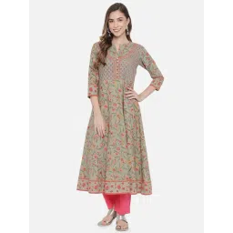 Block Studio Green Printed Fit & Flare Kurta-picture-15