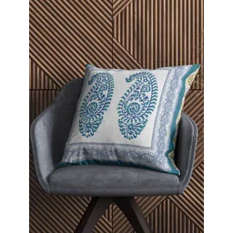 BLOCKS OF INDIA Blue & White Pack of 2 Ethnic Motifs Square Cushion Covers-picture-20