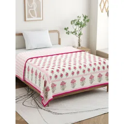 BLOCKS OF INDIA Pink & White Ethnic Motifs AC Room 150 GSM Double Bed Dohar-picture-36