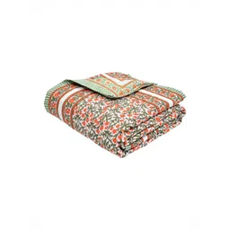 BLOCKS OF INDIA Red & White Floral Mild Winter 350 GSM Single Bed Quilt-picture-20