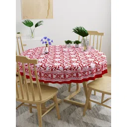 BLOCKS OF INDIA Red & White Printed Pure Cotton 4-Seater Table Cloth-picture-19