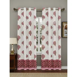 BLOCKS OF INDIA Red & White Set of 2 Floral Door Curtain-picture-18