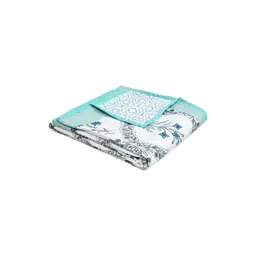 BLOCKS OF INDIA Turquoise Blue & White Ethnic Motifs AC Room 150 GSM Single Bed Dohar-picture-18