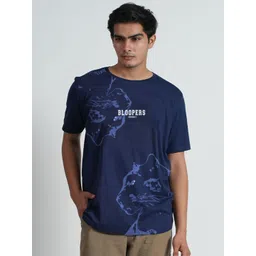 Bloopers Store Men Animal Printed Round Neck Cotton Oversized T-shirt-picture-27
