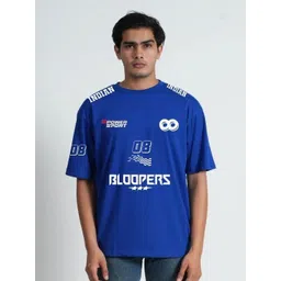 Bloopers Store Men Typography Printed Round Neck Cotton Oversized T-shirt-picture-37