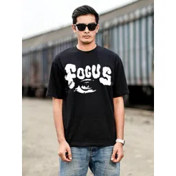 Bloopers Store Men Typography Printed Round Neck Cotton Oversized T-shirt-picture-30