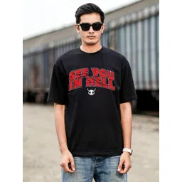 Bloopers Store Men Typography Printed Round Neck Cotton Oversized T-shirt-picture-31