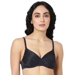 BLOSSOM Navy Floral Print Medium Coverage Everyday Bra-picture-15