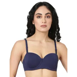 BLOSSOM Navy Medium Coverage Demi Cup Bra-picture-45