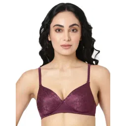 BLOSSOM Wine Floral Print Medium Coverage Everyday Bra-picture-12