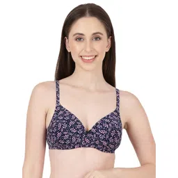 BLOSSOM Women Floral Printed Medium Coverage Lightly Padded T-shirt Bra-picture-33