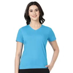 BLOSSOM Women's 100% Knitted Cotton T-Shirt Featuring V Neck, Short Sleeve Loungewear_V- Neck Tee-picture-19