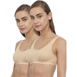 blossom Women’s Pack of 2 Low Impact Sport Bra, Single Layered, Seamed, Non Wired, Non-Padded, Slip on Style Made with Pure Cotton-picture-51