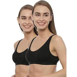 blossom Women’s Pack of 2 Low Impact Sport Bra, Single Layered, Seamed, Non Wired, Non-Padded, Slip on Style Made with Pure Cotton-picture-53