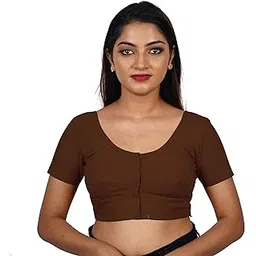 blouzy Women's Stitched Readymade 2by2 Plain Saree Wear Cotton Blouse, Regular Wear Blouse (Exotic Color Collections)-picture-24