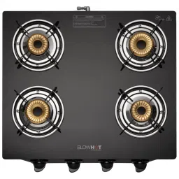 BLOWHOT Pearl Toughened Glass Top 4 Burner Manual Gas Stove (ISI Certified, Black)-picture-16