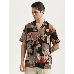 Blu MNKY Men Smart Fit Floral Printed Cuban Collar Casual Shirt-picture-17