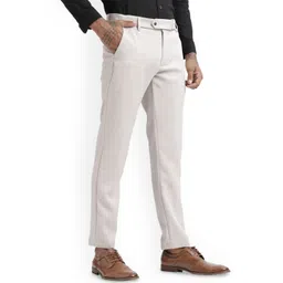 Blu MNKY Men Smart Slim Fit Textured Formal Trousers-picture-26