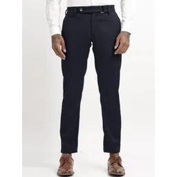 Blu MNKY Men Smart Textured Slim Fit Trousers-picture-28