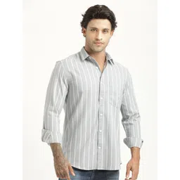 Blu MNKY Smart Slim Fit Striped Casual Shirt-picture-12