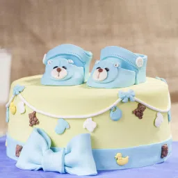 Blue Baby Shoes Truffle Cake 1 Kg image 1
